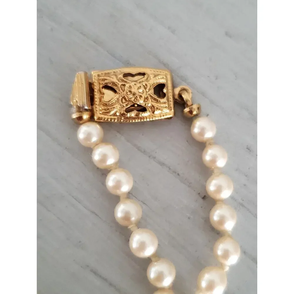 Vintage Monet Faux Graduated Pearl Necklace and Faux Pearl Wishbone Brooch Set